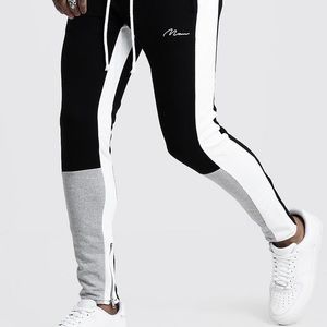 BoohooMAN skinny fit colour block joggers